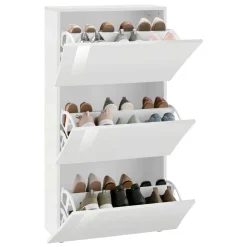 Viadurini Living Schuhschrank-Schuhschrank mit 3 Türen aus gewölbtem glänzend weiß lackiertem Holz - Sabine