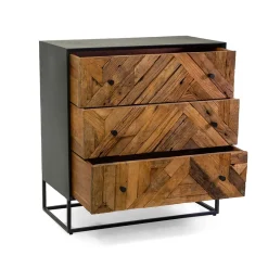 Viadurini Living Sideboards-Schwarzer Metall-Wohnzimmerschrank mit 3 Holzschubladen - Wreck