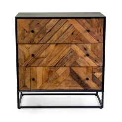 Viadurini Living Sideboards-Schwarzer Metall-Wohnzimmerschrank mit 3 Holzschubladen - Wreck