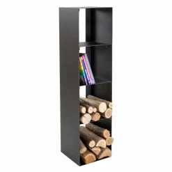 Viadurini Fire Design Kaminholzständer Aus Eisen Und Stahl-Schwarzer moderner Holzhalter mit Regalen Made in Italy - Cauro1