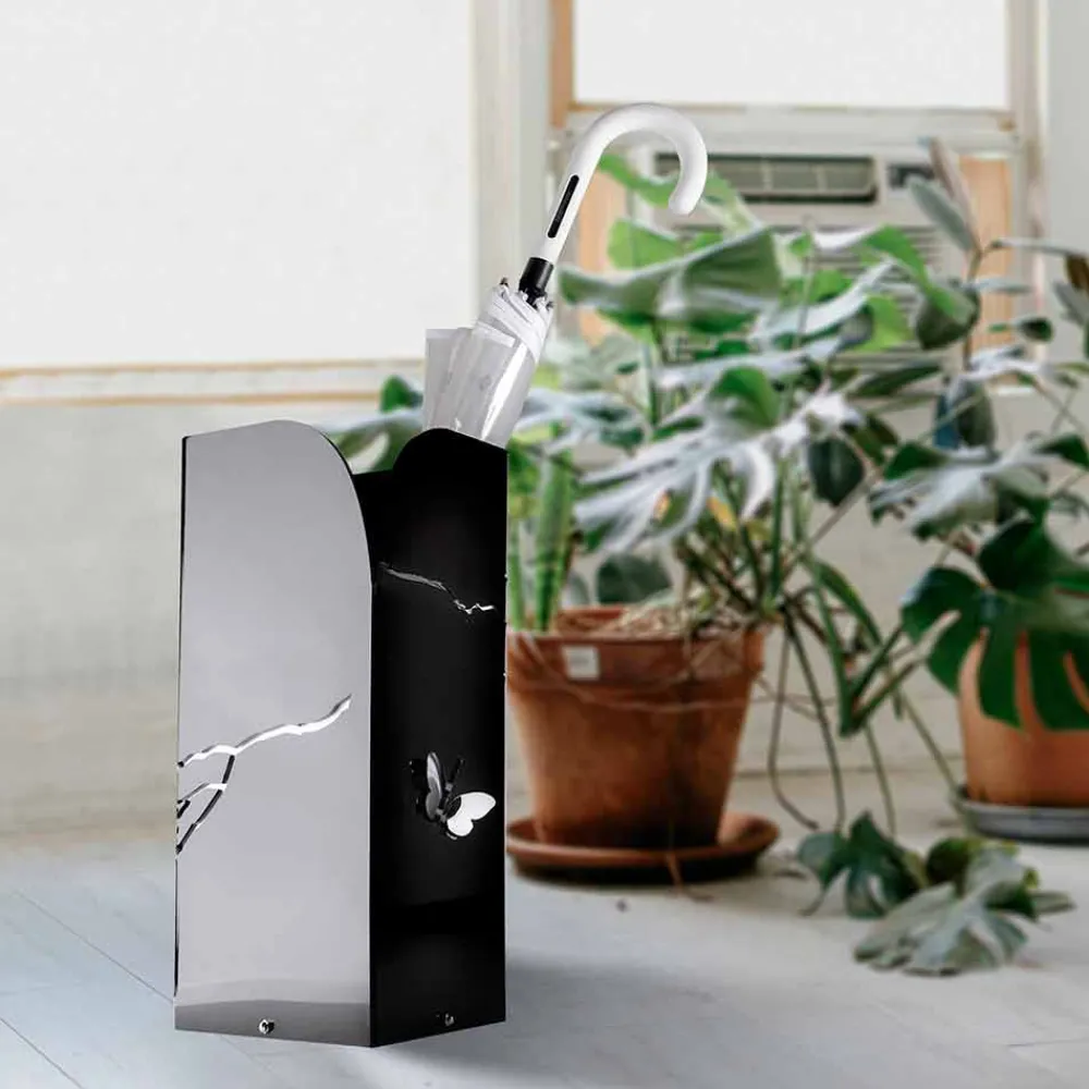 Viadurini Decor Regenschirmständer Design-Schwarzer Plexiglas-Schirmständer mit 3D-Gravuren und Dekorationen, modernes Design - Farfo