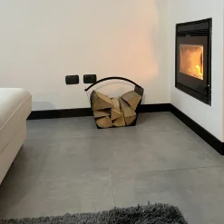 Viadurini Fire Design Kaminholzständer Aus Eisen Und Stahl-Schwarzer Stahl Moderner Holzhalter Kaminholz Hergestellt in Italien - Libeccio