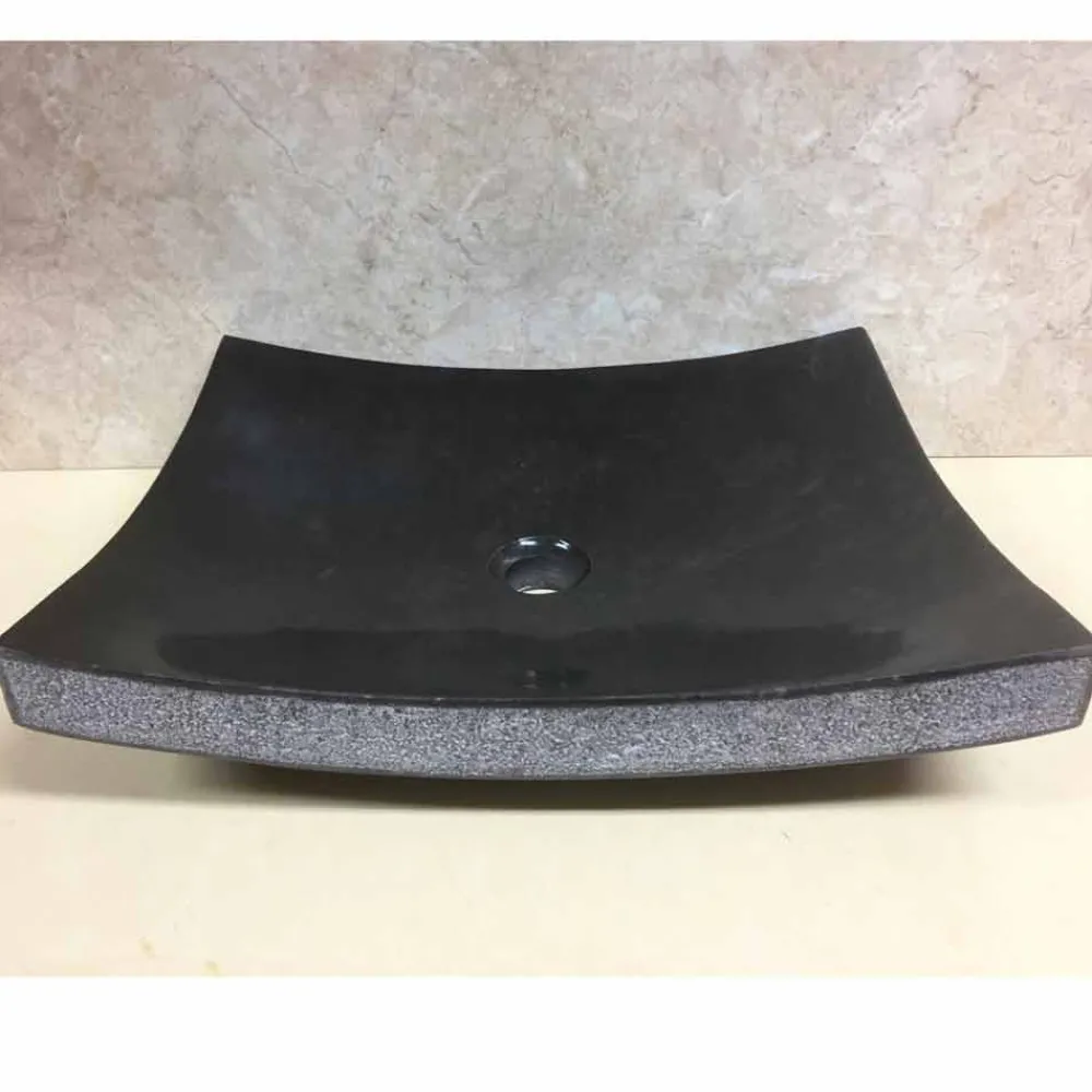 Viadurini Bathroom Steinwaschbecken-Schwarzes Aufsatzwaschbecken für Badezimmer aus Love-Naturstein, Einzelstück