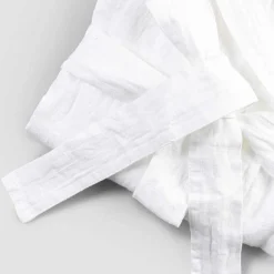 Viadurini Textile Bademäntel-Schwerer weißer Bademantel aus Leinen mit italienischer Luxushaube - Palace