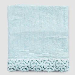 Viadurini Textile Handtücher-Schweres Leinen Badetuch mit Poema Lace Italienische Qualität 2 Farben - Castle