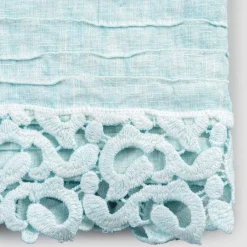 Viadurini Textile Handtücher-Schweres Leinen Badetuch mit Poema Lace Italienische Qualität 2 Farben - Castle