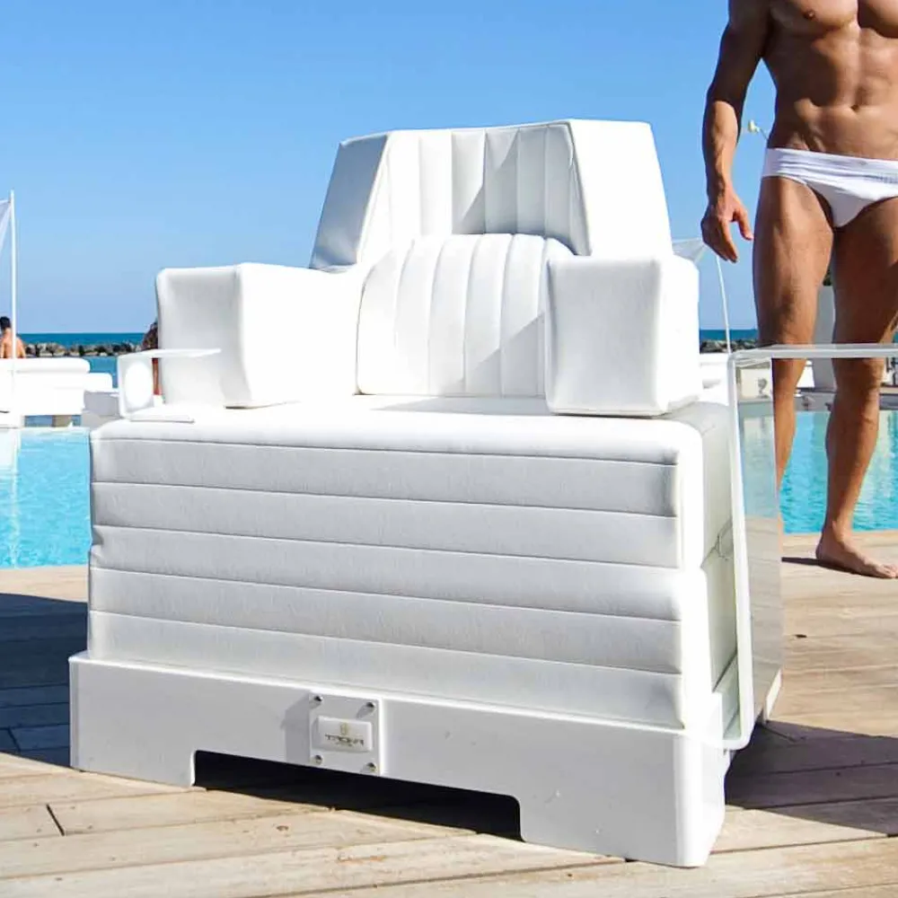 Trona Stoffsessel-Schwimmendes Design Loungesofa weiß Sit in Pool Model Luxury