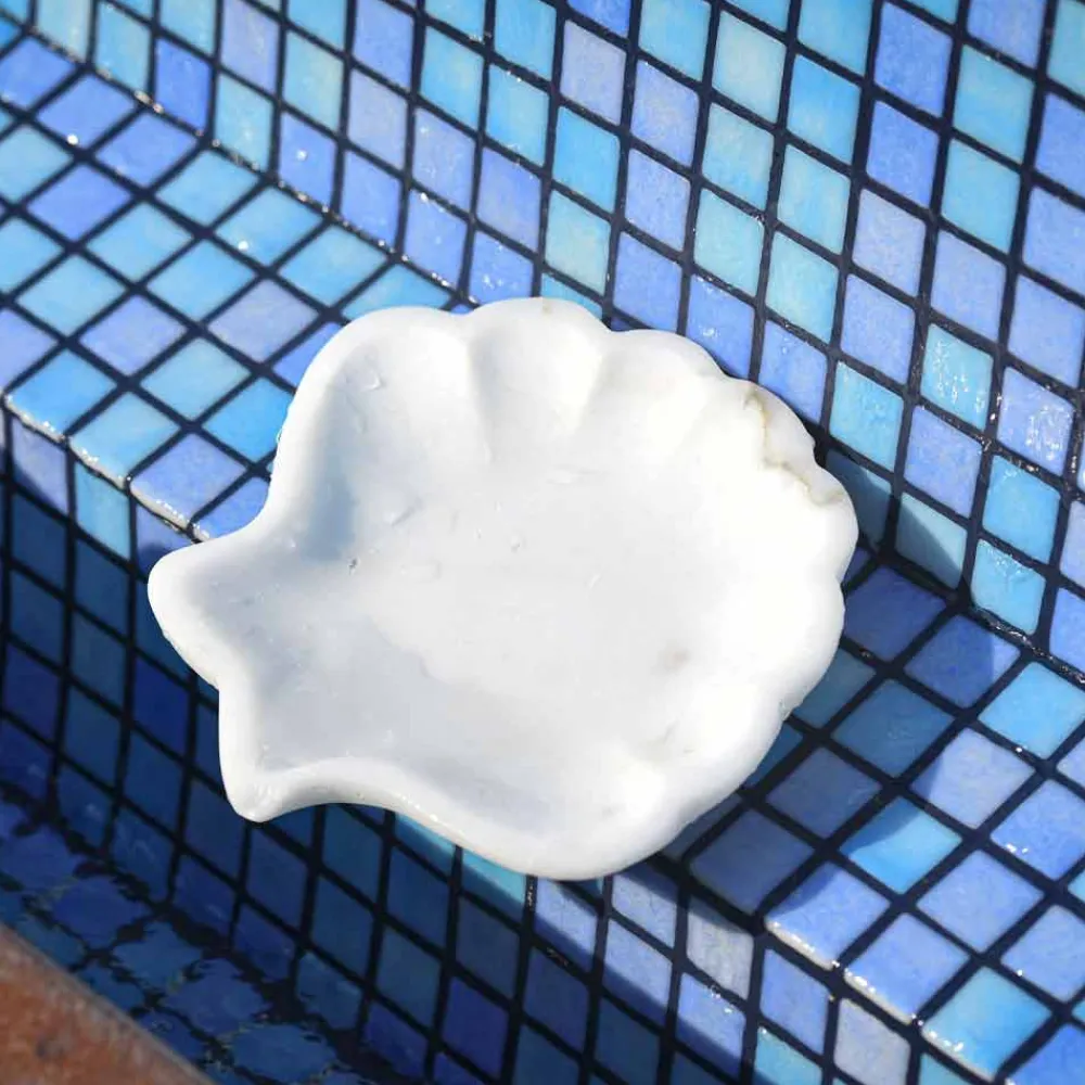 Viadurini Kitchen Küchenzubehör-Seashell Design Untertasse aus sandgestrahltem Statuenmarmor Made in Italy - Mietta