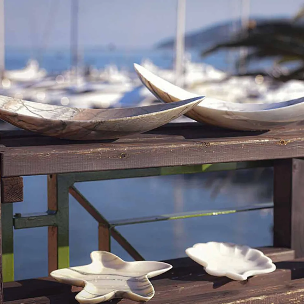 Viadurini Kitchen Küchenzubehör-Seashell Design Untertasse aus sandgestrahltem Statuenmarmor Made in Italy - Mietta