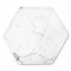 Viadurini Kitchen Geschirr Teller-Sechseckige Designplatte aus weißem Carrara-Marmor Made in Italy - Sintia