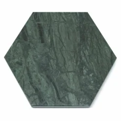 Viadurini Kitchen Geschirr Teller-Sechseckiger Servierteller aus schwarzem oder grünem Marmor mit Kork 2 Stück - Ludivine