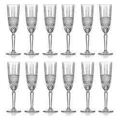 Viadurini Kitchen Italienisches Kristallgeschirr-Sektflötenkelch-Set im Öko-Kristall-Dekor 12-teilig - Lively
