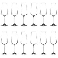 Viadurini Kitchen Italienisches Kristallgeschirr-Sektglas Flöte Set in Öko-Kristall 12 Stück - Etera