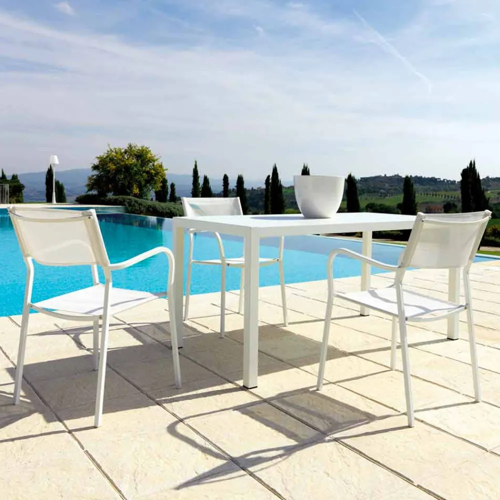 Viadurini in the Garden Gartentische Fest-Selbstnivellierender rechteckiger Metall-Außentisch Made in Italy - Binda