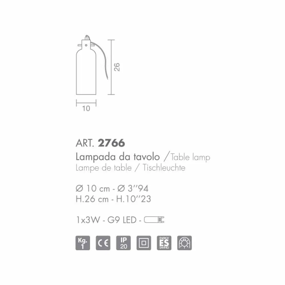 Selene Venezia Murano Lampen-Selene Bossa Nova Tischlampe Ø10H26cm geblasenes Glas, Bernsteinfarben