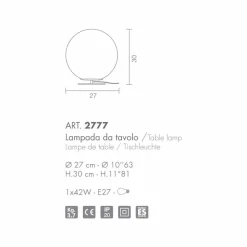 Selene Venezia Murano Lampen-Selene Domino weiße Tischlampe aus geblasenem Glas Ø27 H 30cm