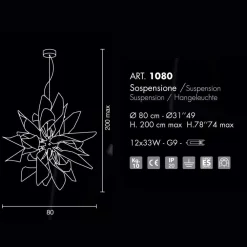 Selene Venezia Designer Pendelleuchten-Selene Ginger Hängelampe aus Metall made in Italy Ø80 H200cm