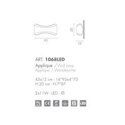 Selene Venezia Moderne Wandleuchten-Selene Ionica handgemachter Wandleuchter aus Stahl und Glas 43x12H20cm