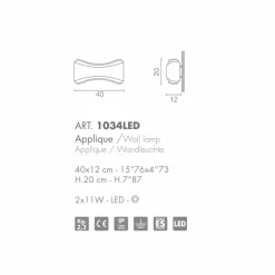 Selene Venezia Moderne Wandleuchten-Selene Ionica Wandleucht aus Stahl und Glas, 40x12H20cm,made in Italy