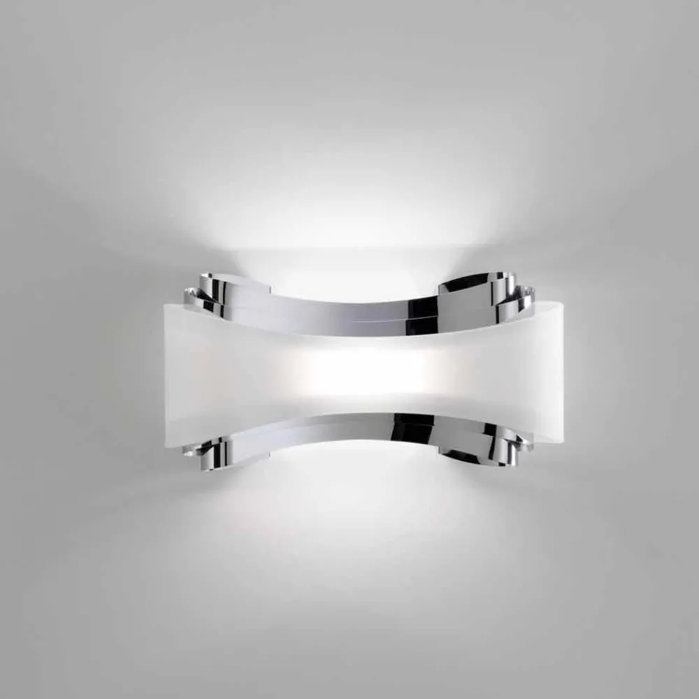 Selene Venezia Moderne Wandleuchten-Selene Ionica Wanleuchter aus Stahl und Glas,32x10H16cm, made in Italy