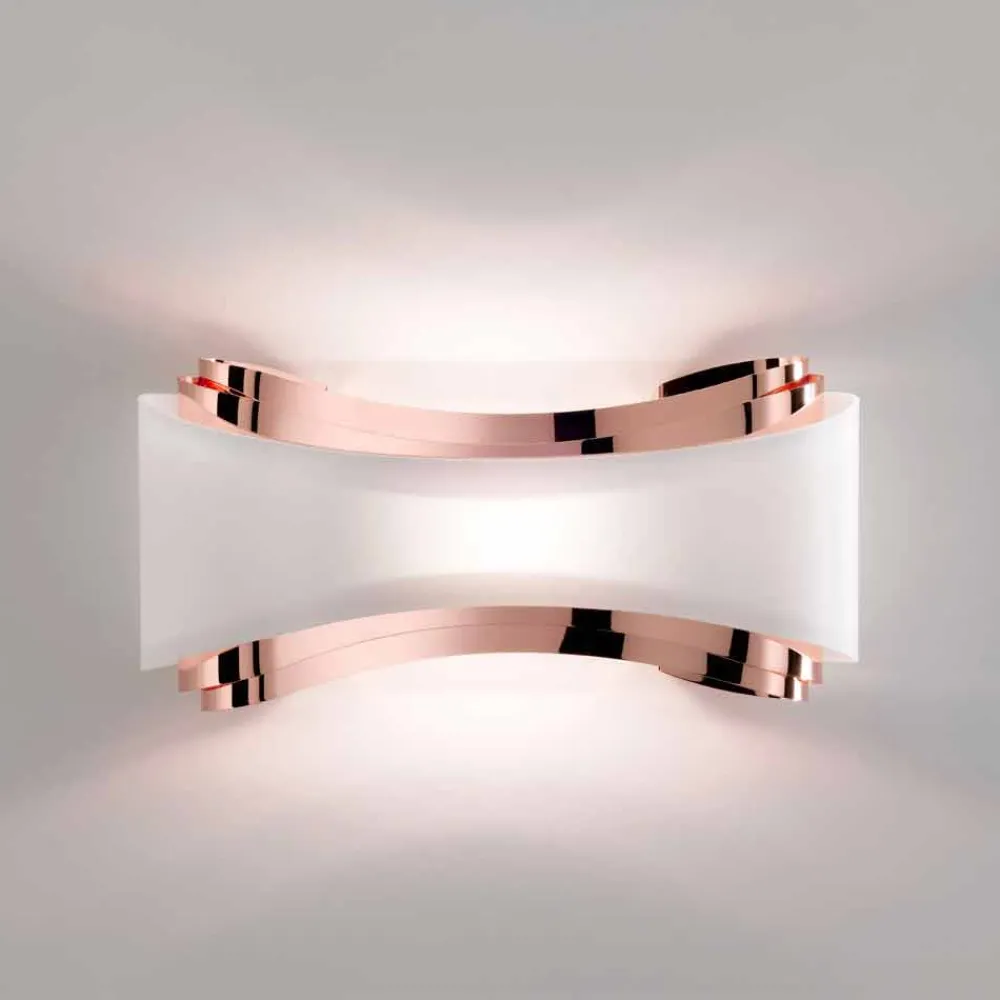 Selene Venezia Moderne Wandleuchten-Selene Ionica Wanleuchter aus Stahl und Glas,32x10H16cm, made in Italy