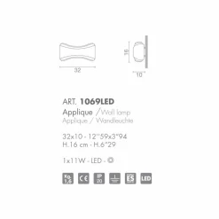 Selene Venezia Moderne Wandleuchten-Selene Ionica Wanleuchter aus Stahl und Glas,32x10H16cm, made in Italy