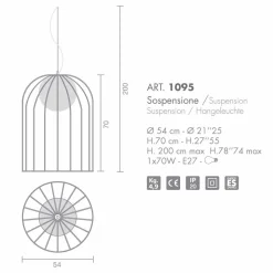 Selene Venezia Murano Lampen-Selene Kluvì Hängelampe aus geblasenem Glas Ø54 H 70/200cm