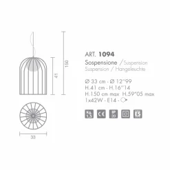 Selene Venezia Murano Lampen-Selene Kluvì Hängelampe aus geblasenem Glas Ø33 H 41/150 cm