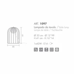 Selene Venezia Murano Lampen-Selene Kluvì moderne Tischlampe aus geblasenem Glas Ø33 H41cm