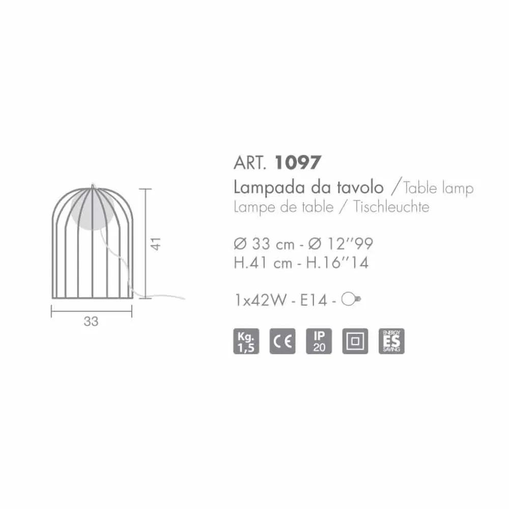 Selene Venezia Murano Lampen-Selene Kluvì moderne Tischlampe aus geblasenem Glas Ø33 H41cm