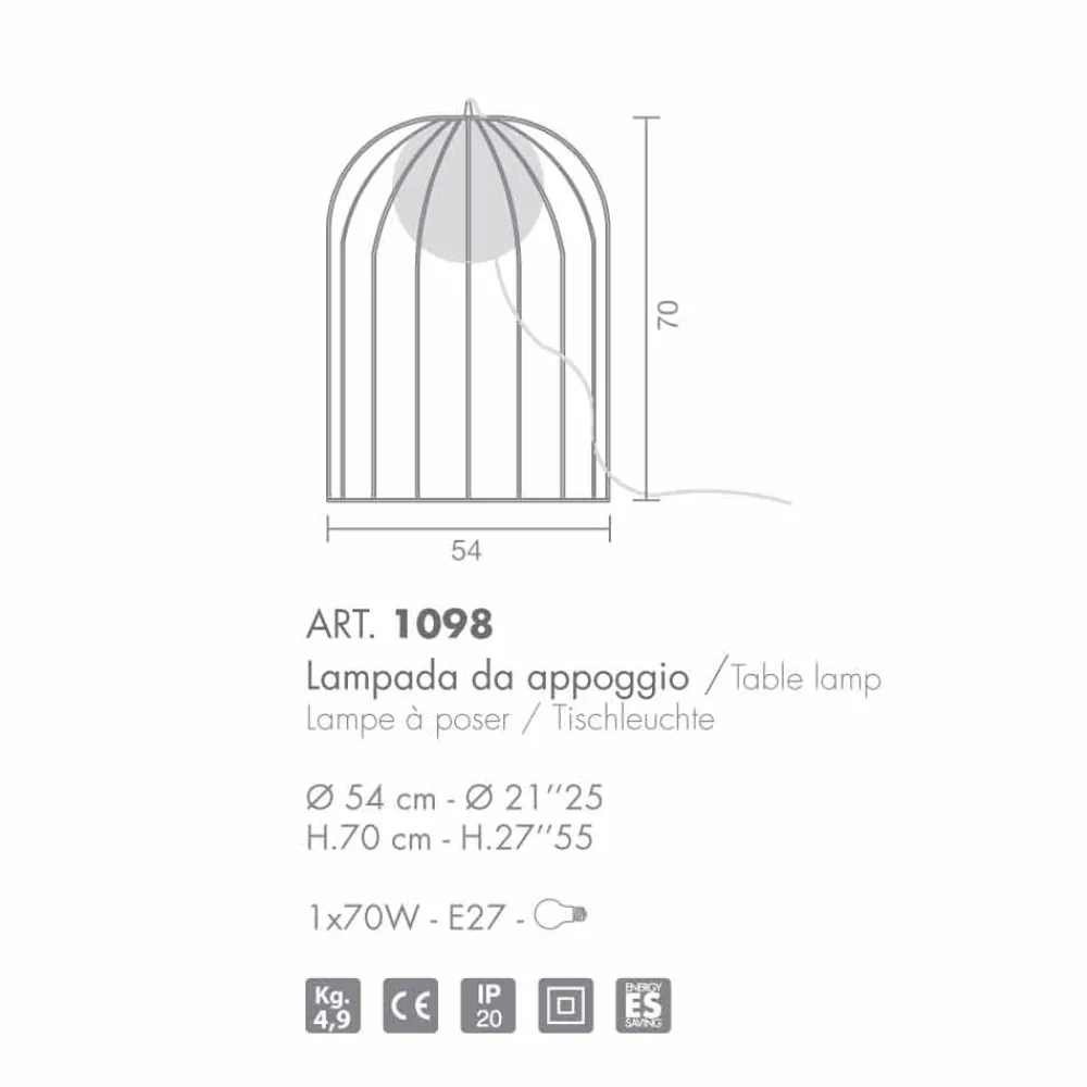 Selene Venezia Murano Lampen-Selene Kluvì Tischlampe aus geblasenem Glas, Design Ø54 H 70cm