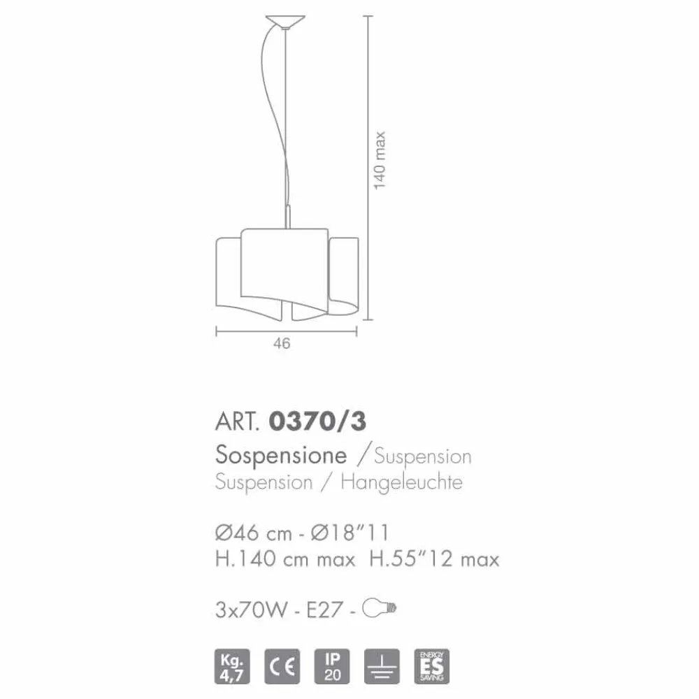 Selene Venezia Moderne Pendelleuchten-Selene Papiro Hängelampe made in Italy Ø46x H 140 cm