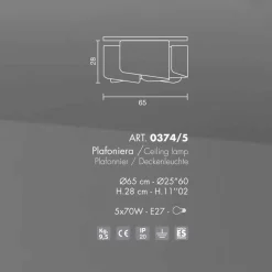 Selene Venezia Design Deckenleuchten-Selene Papiro moderne Deckenlampe aus Kristall Ø65 H28cm made in Italy