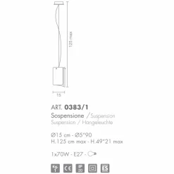 Selene Venezia Moderne Pendelleuchten-Selene Papiro moderne Hängeleuchte aus Kristall Ø15 H 125cm