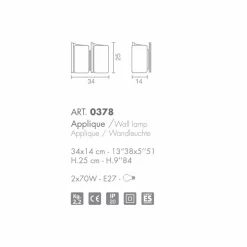 Selene Venezia Moderne Wandleuchten-Selene Papiro Wandleuchter aus satiniertem Kristall 34x14 H25cm, Italy