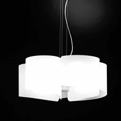 Selene Venezia Moderne Pendelleuchten-Selene Papiro weiße Hängelampe aus Kristall Ø65 x H 140 cm