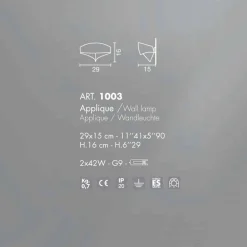 Selene Venezia Moderne Wandleuchten-Selene Scudo zweifarbige Wandleuchte, modernes Design 29x15xH16 cm