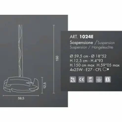 Selene Venezia Designer Pendelleuchten-Selene Vultur Hängelampe Ø59,5 H 12,5/150 cm made in Italy