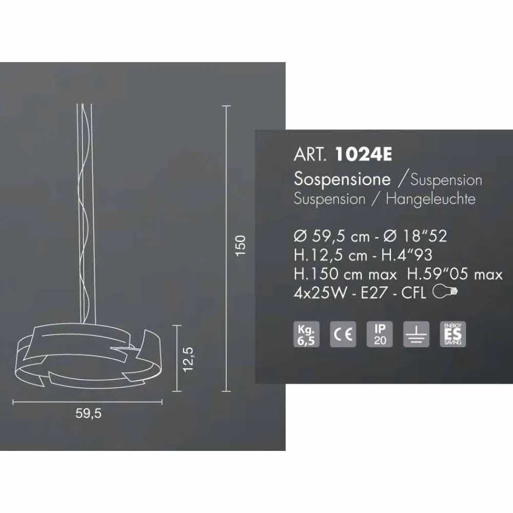 Selene Venezia Designer Pendelleuchten-Selene Vultur Hängelampe Ø59,5 H 12,5/150 cm made in Italy