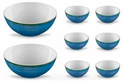 Viadurini Kitchen Becher Set Design-Service 6 Eisschalen und 2 Schalen aus farbigem Porzellan - Rurolo