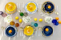 Viadurini Kitchen Teller Set-Service farbige und moderne Gerichte Geschirr Komplettset 18 Stück - Cefalu