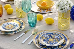 Viadurini Kitchen Teller Set-Service farbige und moderne Gerichte Geschirr Komplettset 18 Stück - Cefalu