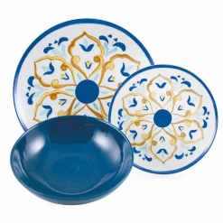Viadurini Kitchen Teller Set-Service farbige und moderne Gerichte Geschirr Komplettset 18 Stück - Cefalu