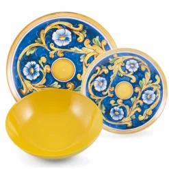 Viadurini Kitchen Teller Set-Service farbige und moderne Gerichte Geschirr Komplettset 18 Stück - Cefalu