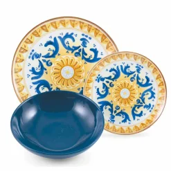 Viadurini Kitchen Teller Set-Service farbige und moderne Gerichte Geschirr Komplettset 18 Stück - Cefalu