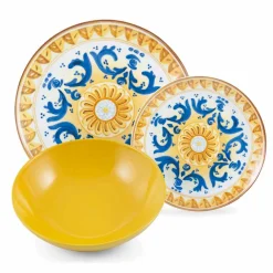 Viadurini Kitchen Teller Set-Service farbige und moderne Gerichte Geschirr Komplettset 18 Stück - Cefalu