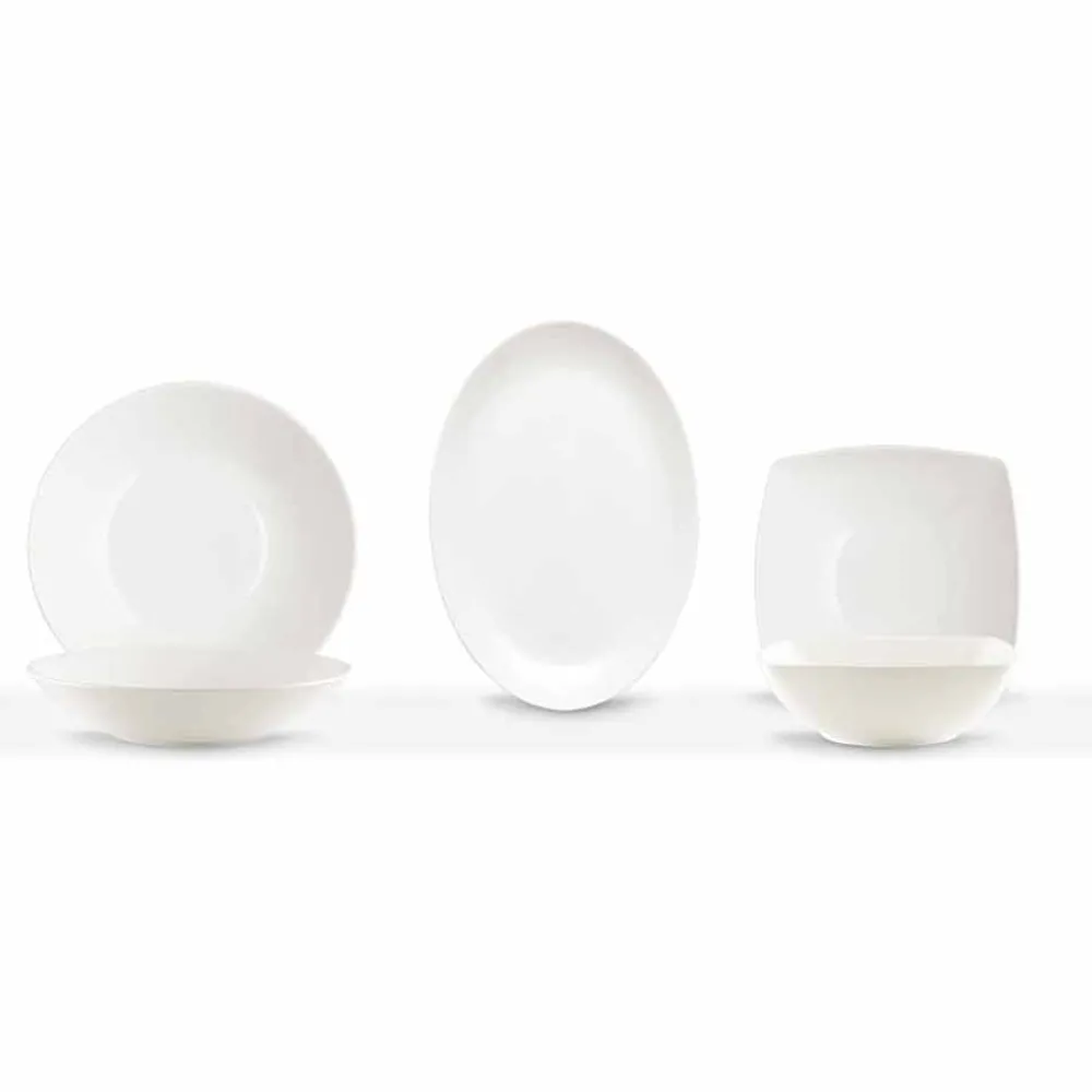 Viadurini Kitchen Geschirr Teller-Serviergeschirr Set 3 Stück Modernes Design aus weißem Porzellan - Malaga