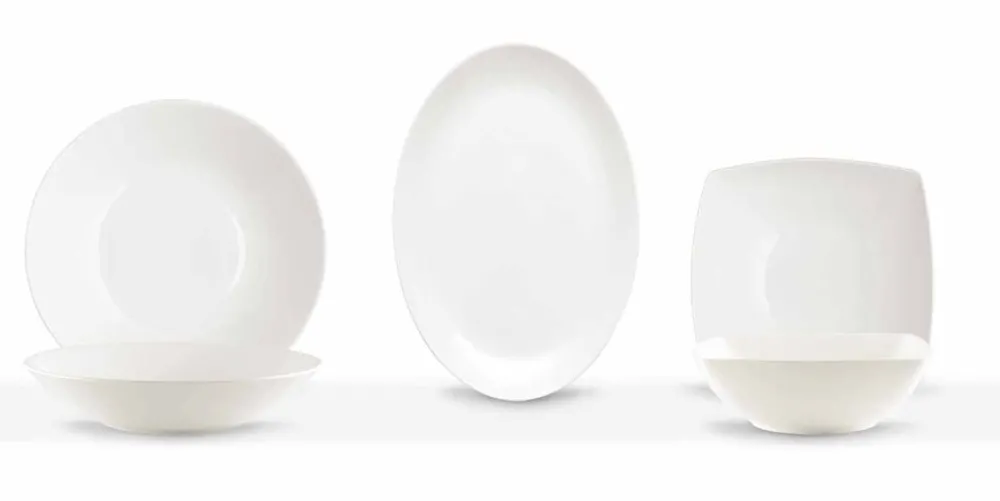 Viadurini Kitchen Geschirr Teller-Serviergeschirr Set 3 Stück Modernes Design aus weißem Porzellan - Malaga