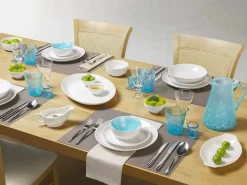 Viadurini Kitchen Geschirr Teller-Serviergeschirr Set 3 Stück Modernes Design aus weißem Porzellan - Malaga