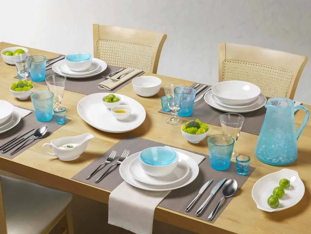 Viadurini Kitchen Geschirr Teller-Serviergeschirr Set 3 Stück Modernes Design aus weißem Porzellan - Malaga